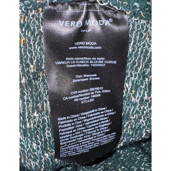 Vero Moda‎ Green Shaker Knit Pullover Sweater Size 44 Y2k Retro Eighties Preppy - Picture 6 of 8